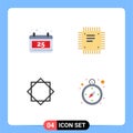 4 Flat Icon concept for Websites Mobile and Apps calendar, security, chip, motherboard, warning