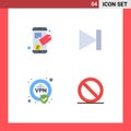 4 Flat Icon concept for Websites Mobile and Apps connect, vpn, end, next, media