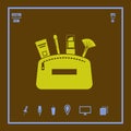 Flat icon of cosmetic products in a make up bag Royalty Free Stock Photo