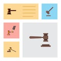 Flat Icon Court Set Of Court, Tribunal, Government Building And Other Vector Objects. Also Includes Court, Hammer, Law Royalty Free Stock Photo