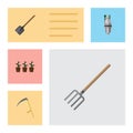 Flat Icon Dacha Set Of Cutter, Hay Fork, Flowerpot And Other Vector Objects. Also Includes Tool, Shovel, Cutter Elements Royalty Free Stock Photo