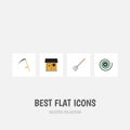 Flat Icon Dacha Set Of Hay Fork, Cutter, Stabling And Other Vector Objects. Also Includes Scythe, Stabling, Fork