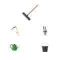 Flat Icon Dacha Set Of Pail, Cutter, Bailer And Other Vector Objects. Also Includes Rake, Harrow, Scythe Elements. Royalty Free Stock Photo