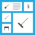 Flat Icon Dacha Set Of Pump, Harrow, Barbecue And Other Vector Objects. Also Includes Harrow, Pump, Bbq Elements.