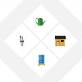 Flat Icon Dacha Set Of Pump, Stabling, Container And Other Vector Objects. Also Includes Barn, Container, Farmhouse
