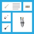 Flat Icon Dacha Set Of Shovel, Pump, Grass-Cutter And Other Vector Objects. Also Includes Spade, Lawn, Fork Elements. Royalty Free Stock Photo