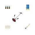 Flat Icon Dacha Set Of Tool, Grass-Cutter, Wooden Barrier And Other Vector Objects. Also Includes Flowerpot, Mower