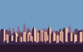 Flat icon design of city skyline, Cityscape with blue sky background