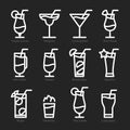 Flat icon design. Cocktails icons .