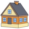 flat icon design illustration, house building with isometric effect Royalty Free Stock Photo