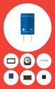 Flat Icon Device Set Of Mainframe, Memory, Hdd And Other Vector Objects. Also Includes Access, Transistor, Central Royalty Free Stock Photo