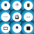 Flat Icon Device Set Of Memory, Receptacle, Cpu And Other Vector Objects. Also Includes Hdd, Random, Fiildistor Elements Royalty Free Stock Photo