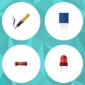 Flat Icon Device Set Of Recipient, Receptacle, Resistance And Other Vector Objects. Also Includes Recipient, Soldering