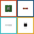 Flat Icon Device Set Of Unit, Memory, Resistance And Other Vector Objects. Also Includes Electronics, Random, Set Royalty Free Stock Photo