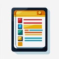 Flat Icon Digital Ledger Clipboard with Notepad Effective Digital Management and Organization Concept