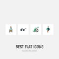 Flat Icon Disabled Set Of Equipment, Disabled Person, Spectacles And Other Vector Objects. Also Includes Wheelchair