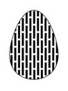 Monochrome flat Easter egg icon with geometric pattern on white background. .