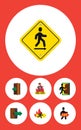 Flat Icon Emergency Set Of Emergency, Entrance, Directional And Other Vector Objects. Also Includes Arrow, Exit, Entry Royalty Free Stock Photo