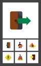 Flat Icon Emergency Set Of Entry, Exit, Directional And Other Vector Objects. Also Includes Door, Board, Arrow Elements. Royalty Free Stock Photo