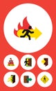 Flat Icon Emergency Set Of Fire Exit, Direction Pointer, Directional And Other Vector Objects. Also Includes Exit, Board Royalty Free Stock Photo