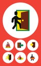 Flat Icon Exit Set Of Exit, Emergency Royalty Free Stock Photo