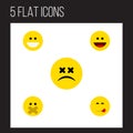 Flat Icon Expression Set Of Hush, Laugh, Grin And Other Vector Objects. Also Includes Food, Face, Smile Elements. Royalty Free Stock Photo