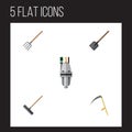 Flat Icon Farm Set Of Cutter, Harrow, Shovel And Other Vector Objects. Also Includes Harrow, Shovel, Pump Elements.