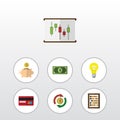 Flat Icon Finance Set Of Bubl, Interchange, Diagram And Other Vector Objects. Also Includes Interchange, Card, Exchange