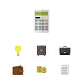 Flat Icon Finance Set Of Cash, Bubl, Document And Other Vector Objects. Also Includes Cash, Safe, Billfold Elements.