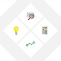Flat Icon Finance Set Of Growth, Bubl, Scan And Other Vector Objects. Also Includes Idea, Light, Bulb Elements.