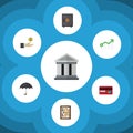 Flat Icon Finance Set Of Growth, Counter, Payment And Other Vector Objects. Also Includes Abacus, Money, Umbrella