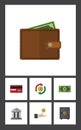 Flat Icon Finance Set Of Payment, Hand With Coin, Greenback Vector Objects. Also Includes Card, Bank, Swap Elements.