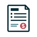 Financial invoice document icon with dollar symbol payment details and business billing layout Royalty Free Stock Photo