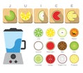 Flat Icon of Fruit and Blender Juice