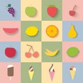 Flat icon fruit and ice cream Royalty Free Stock Photo