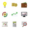 Flat Icon Gain Set Of Cash, Diagram, Bubl And Other Vector Objects. Also Includes Exchange, Coin, Interchange Elements.