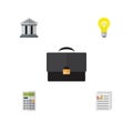 Flat Icon Gain Set Of Portfolio, Bubl, Bank And Other Vector Objects. Also Includes Bulb, Calculate, Diplomat Elements.