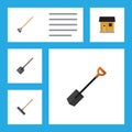 Flat Icon Garden Set Of Shovel, Spade, Stabling And Other Vector Objects. Also Includes Spade, Gardening, Harrow