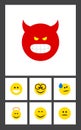 Flat Icon Gesture Set Of Grin, Smile, Pouting And Other Vector Objects. Also Includes Smile, Angry, Grin Elements.