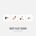 Flat Icon Hammer Set Of Government Building, Law, Crime And Other Vector Objects. Also Includes Law, Crime, Legal Royalty Free Stock Photo