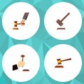 Flat Icon Hammer Set Of Hammer, Tribunal, Law And Other Vector Objects. Also Includes Law, Legal, Tribunal Elements. Royalty Free Stock Photo