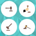 Flat Icon Hammer Set Of Tribunal, Law, Legal And Other Vector Objects. Also Includes Crime, Law, Hammer Elements. Royalty Free Stock Photo