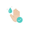 Flat icon of hand cleansed with hand sanitizer, Vector Royalty Free Stock Photo