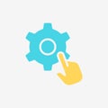 Flat Icon Hand click setting gear button.