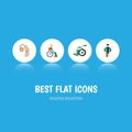 Flat Icon Handicapped Set Of Handicapped Man, Audiology, Injured Vector Objects. Also Includes Injured, Audiology