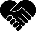 Flat icon of handshake in the form of a heart