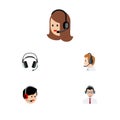 Flat Icon Hotline Set Of Telemarketing, Service, Earphone And Other Vector Objects. Also Includes Help, Operator