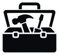 Flat icon illustration of a toolbox depicting a hammer and screwdriver for construction and home repair Royalty Free Stock Photo