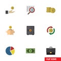 Flat Icon Incoming Set Of Cash, Money Box, Greenback And Other Vector Objects. Also Includes Briefcase, Scan, Strongbox