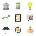Flat Icon Incoming Set Of Money Box, Bubl, Calculate And Other Vector Objects. Also Includes Idea, Money, Bulb Elements.